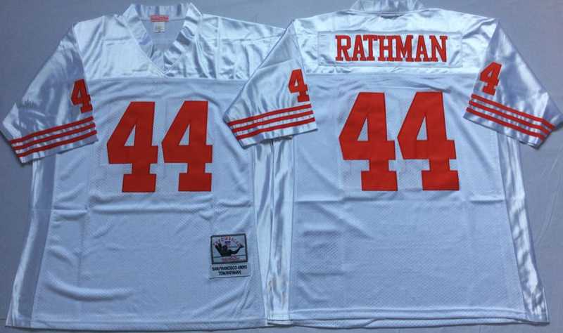 49ers 44 Tom Rathman White M&N Throwback Jersey->nfl m&n throwback->NFL Jersey